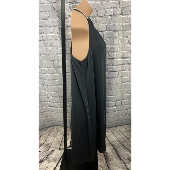 J. Jill NWT  2X Black Halter Dress Beaded Strap Sleeveless Shift Knee Length - Picture 3 of 10
